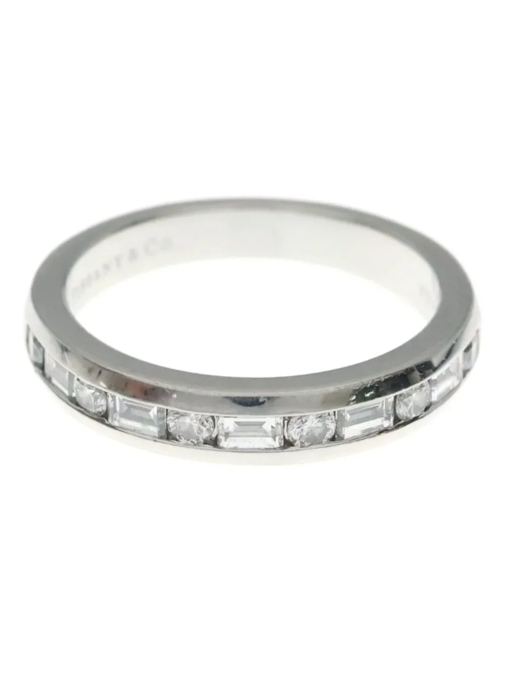 Tiffany & Co Half Eternity Channel Setting Baguette Cut Diamond Ring Platinum